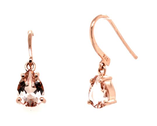 9ct Rose Gold Morganite Drop Earrings