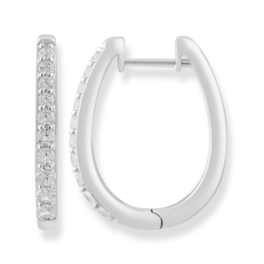 202564 9ct white gold diamond oval huggies tdw 0