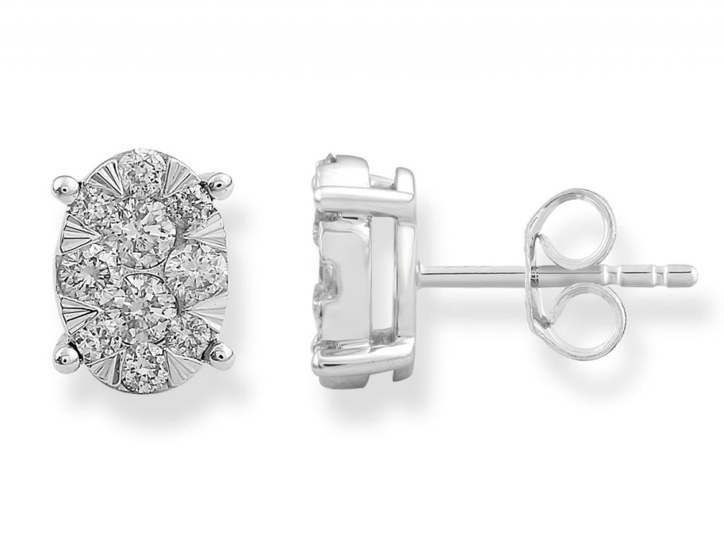 202569 9ct white gold diamond oval cluster earrings tdw 0