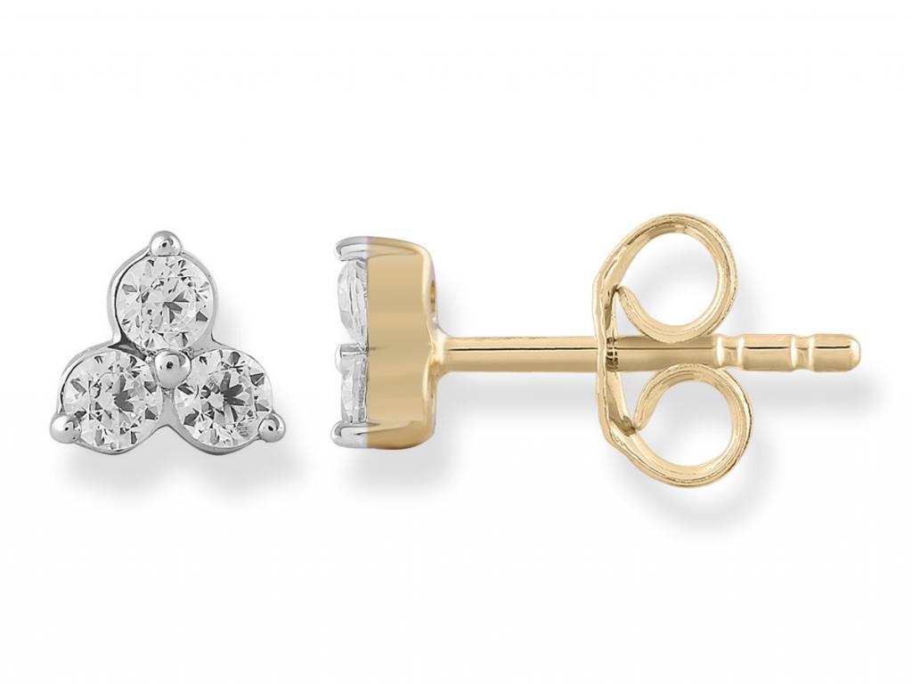 9ct Three Diamond Stud Earrings TDW 0.20ct