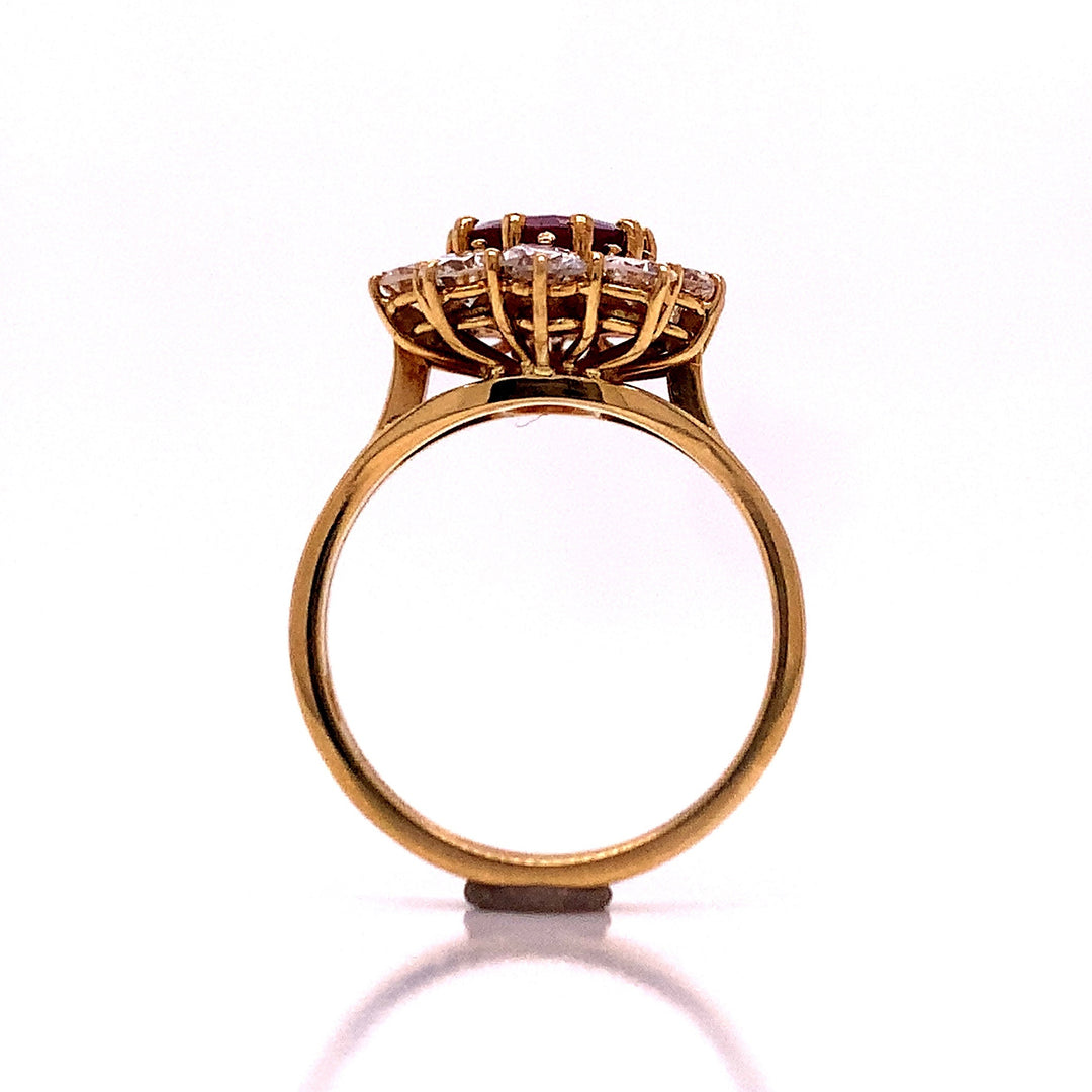 18ct Ruby Diamond Cluster Ring TDW 1.45ct