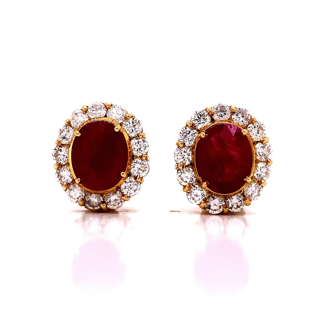 18ct Ruby Diamond Cluster Earrings  TDW2.34ct