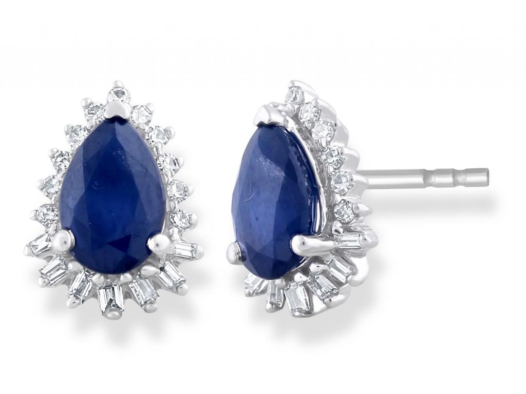 202602 9ct white gold pear sapphire diamond earrings