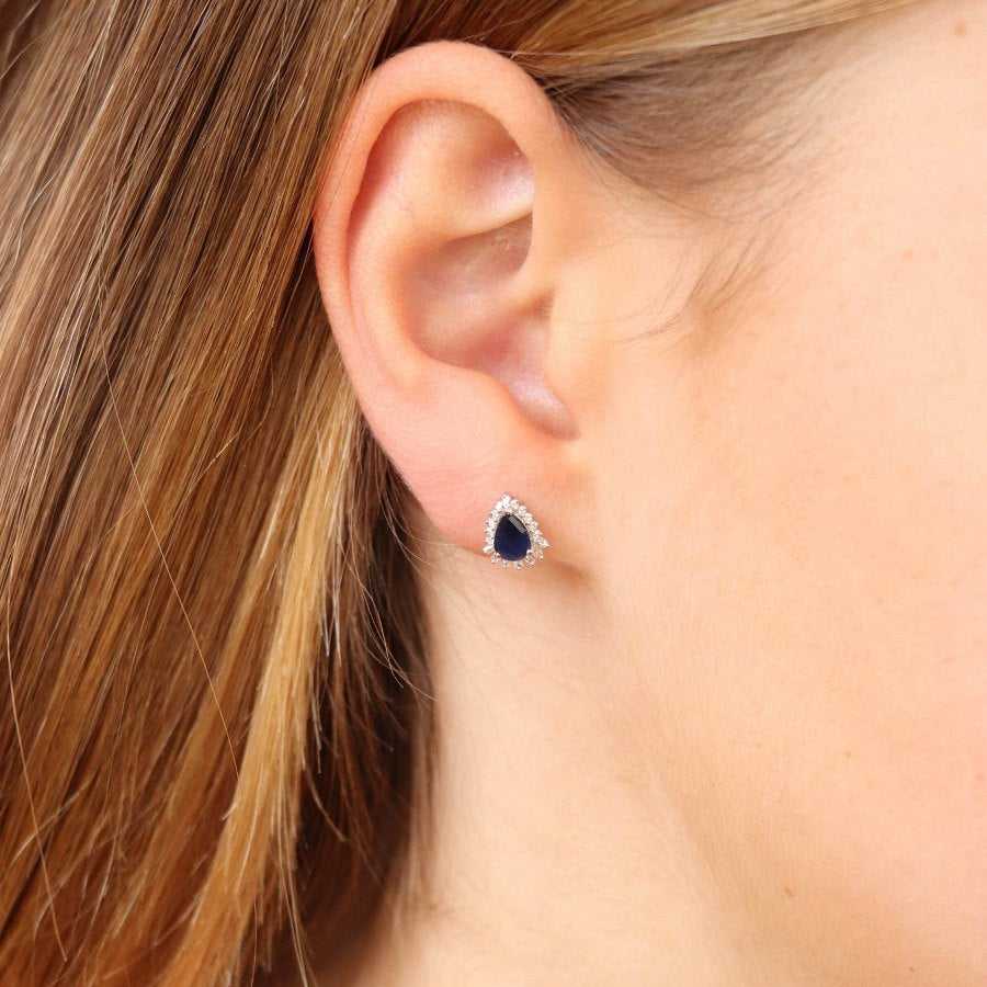 9ct white gold sapphire diamond earrings