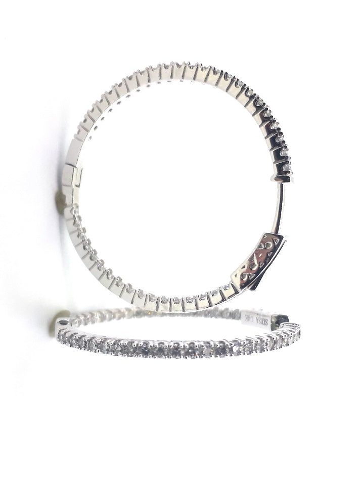 14ct White Gold Diamond Hoop Earrings TDW 1.00ct