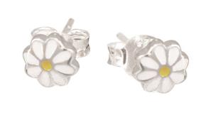 Stg Enamel Daisy Stud Earrings