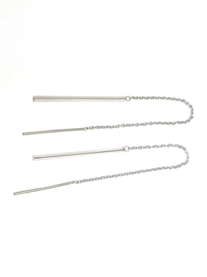 Stg Long Drop Thread Earrings