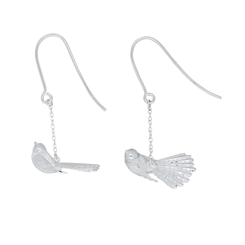 Sterling Silver Fantail Drop Earrings