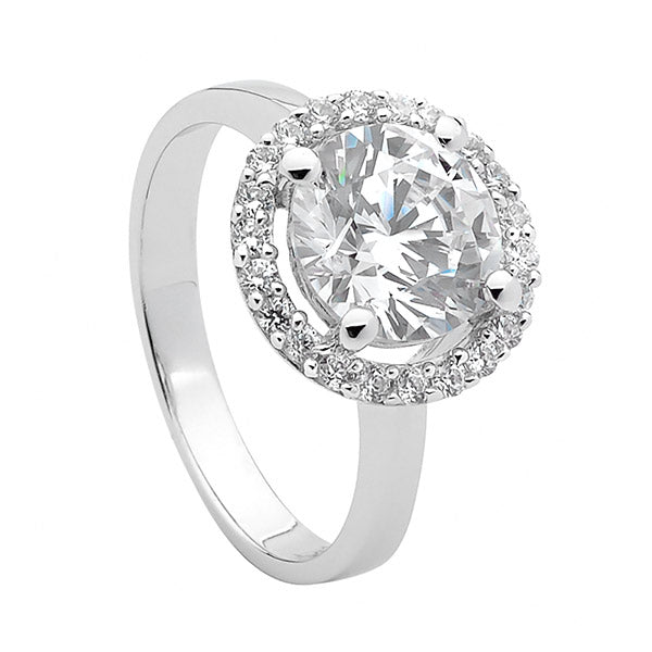 291166 ellani sterling silver cubic zirconia halo ring