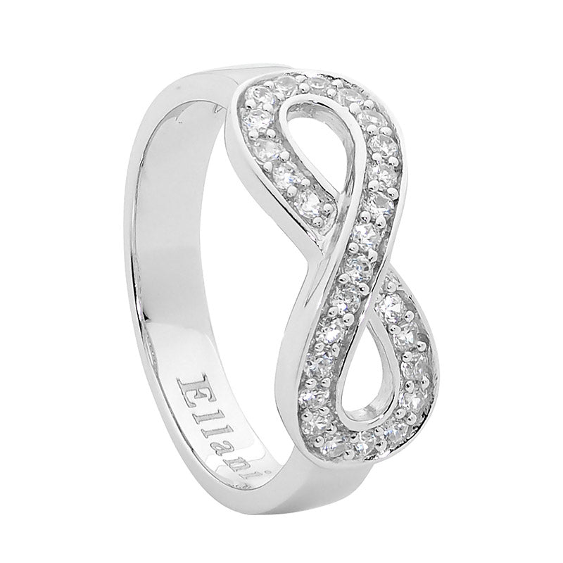 Ellani Stg CZ Infinity Ring