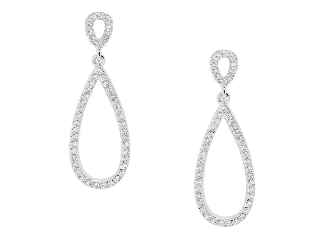 Ellani Stg CZ Open Teardrop Earrings