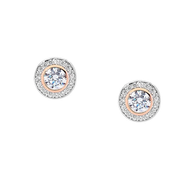 291222 stg cz halo stud earrings e390rs
