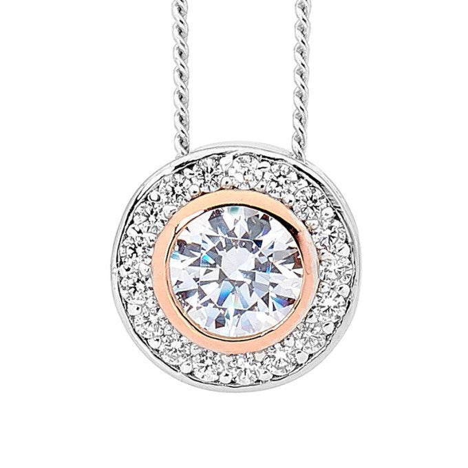 Ellani Stg CZ Halo Pendant