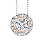 Load image into Gallery viewer, Ellani Stg CZ Halo Pendant
