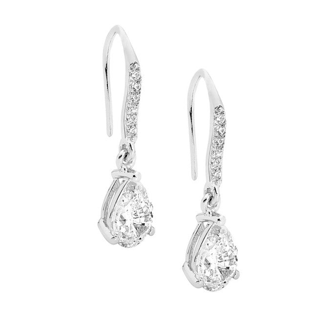 Ellani Stg CZ Drop Earrings