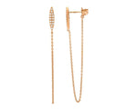 Load image into Gallery viewer, Ellani Stg Rose Gold Plated Stg CZ Chain Drop Earrings
