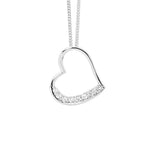 Load image into Gallery viewer, Ellani Stg CZ Side Heart Pendant
