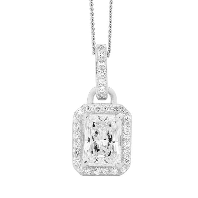 291264 stg cz rectangle pendant p792s