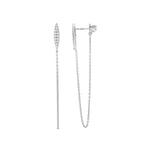 Load image into Gallery viewer, Ellani Stg CZ Chain Drop Earrings

