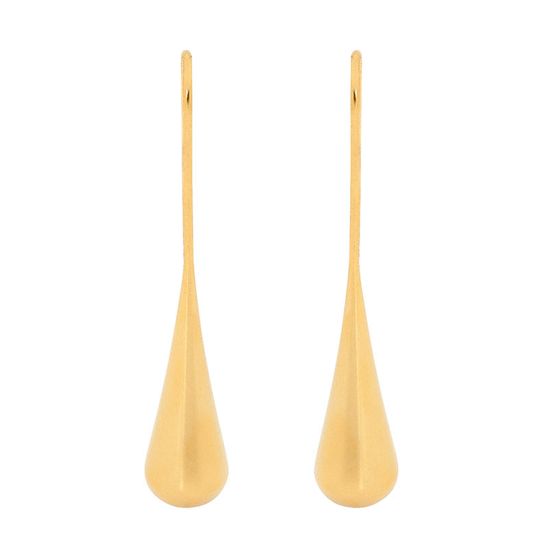 291278 ellani stainless steel gold plated long drop earrings