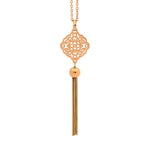 Load image into Gallery viewer, Ellani Rose Plated Stainless Steel Tassel Necklace
