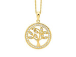 Load image into Gallery viewer, Ellani Stg Gold Plated CZ Tree Of Life Pendant - Small
