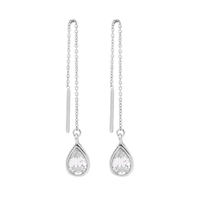 291317 sterling silver cz tear drop thread earrings se160s