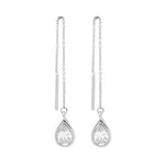 Load image into Gallery viewer, Ellani Stainless Steel CZ Thread Drop Earrings
