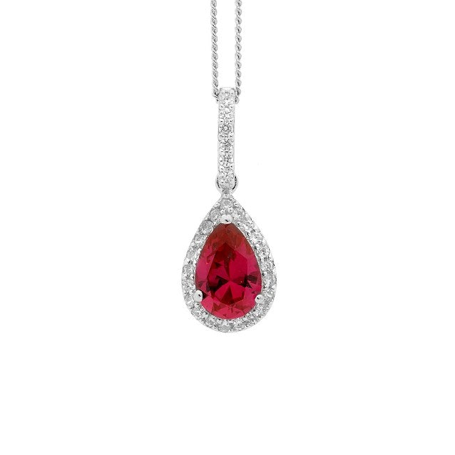 291327 stg red white cz drop pendant p637r