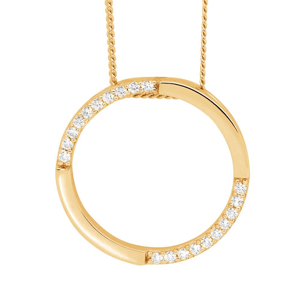 Ellani Stg Rose Gold Plated CZ Open Circle Necklace