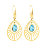 Load image into Gallery viewer, Ellani Gold Plated Stainless Steel Blue Glass Drop Hook Earrings
