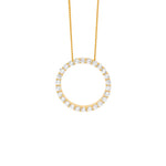 Load image into Gallery viewer, Ellani Stg Rose Gold Plated CZ Open Circle Necklace
