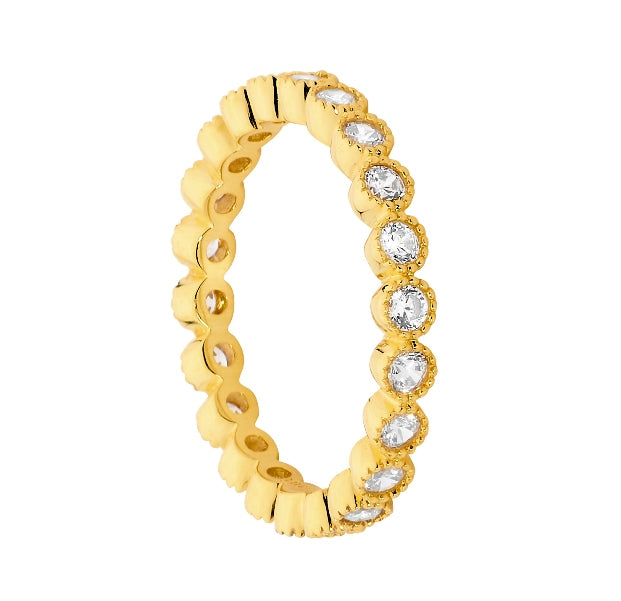 Ellani Gold Plated Stg CZ Eternity Ring