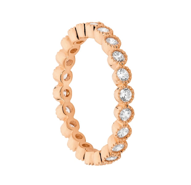 Ellani Rose Gold Stg CZ Eternity Ring