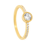 Load image into Gallery viewer, Ellani Gold Plated Stg CZ Solitaire Ring With Shoulder Stones
