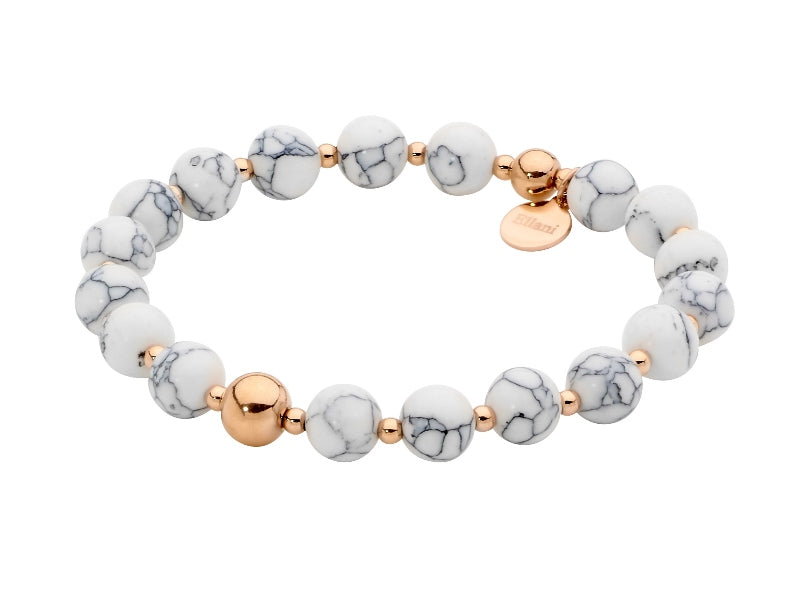 291358 stainless steel howlite bead bracelet sb196