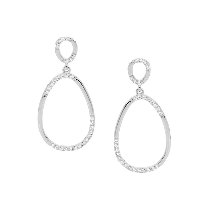 291363 sterling silver cz oval drop earrings e521s