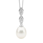Load image into Gallery viewer, Ellani Stg CZ Fresh Water Pearl Drop Pendant
