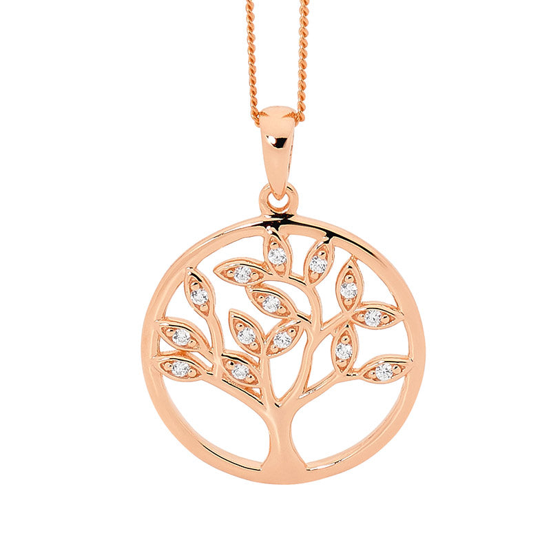 291396 ellani rose gold tree of life pendant p727r