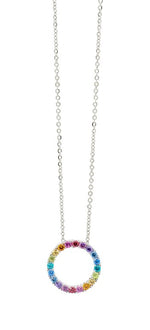 Load image into Gallery viewer, Ellani Stg Multi Colour Open Circle Pendant
