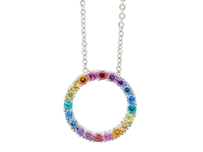291397 ellani stg multi colour circle pendant p832m