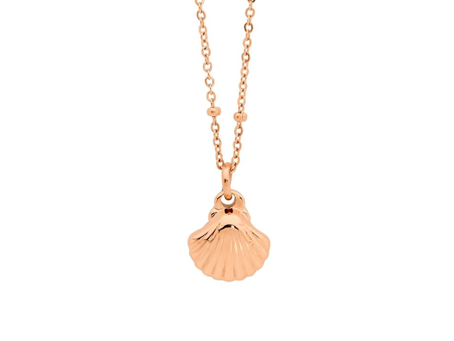 Ellani Rose Plated Stainless Steel Shell Pendant