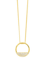 Load image into Gallery viewer, Ellani Stg Gold Plated CZ Half Open Circle Pendant
