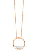 Load image into Gallery viewer, Ellani Stg Rose Gold Plated CZ Half Open Circle Pendant
