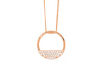 Load image into Gallery viewer, Ellani Stg Rose Gold Plated CZ Half Open Circle Pendant
