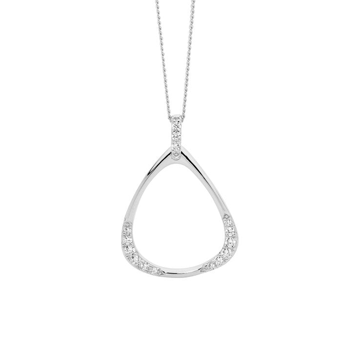 291429 sterling silver cz triangle drop pendant p847s