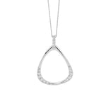 Load image into Gallery viewer, Ellani Stg CZ Open Triangle Drop Pendant
