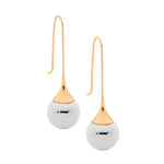 Load image into Gallery viewer, Ellani Stainless Steel Two Tone Ball Drop Hook Earrings
