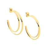 Load image into Gallery viewer, Ellani Gold Plated Stainless Steel Double Half Hoop Earrings
