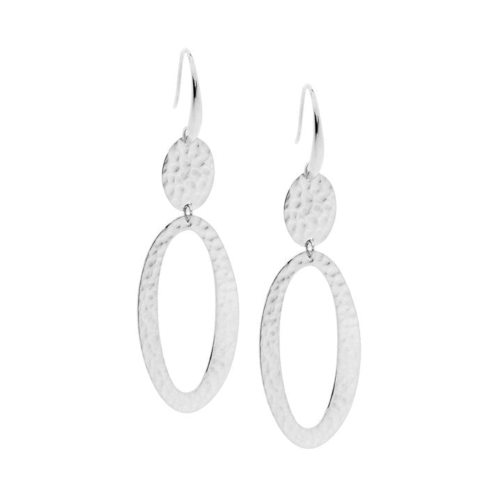 Ellani Stainless Steel Double Oval Drop Hook Earrings